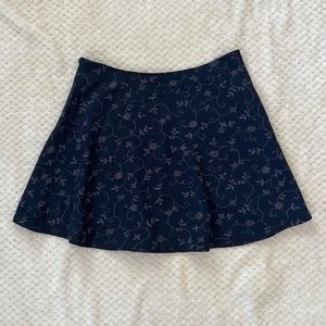 Fairycore Navy Blue Floral Cope Mini Skater Skirt
